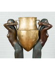 Vintage Bronze Egyptian Style Planter Depicting Two Maiden Carrying a Large Urn-17. Asian & Chinese Furniture, Art, Antiques, Vintage Home Décor for sale at FEA Home