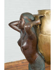 Vintage Bronze Egyptian Style Planter Depicting Two Maiden Carrying a Large Urn-10. Asian & Chinese Furniture, Art, Antiques, Vintage Home Décor for sale at FEA Home