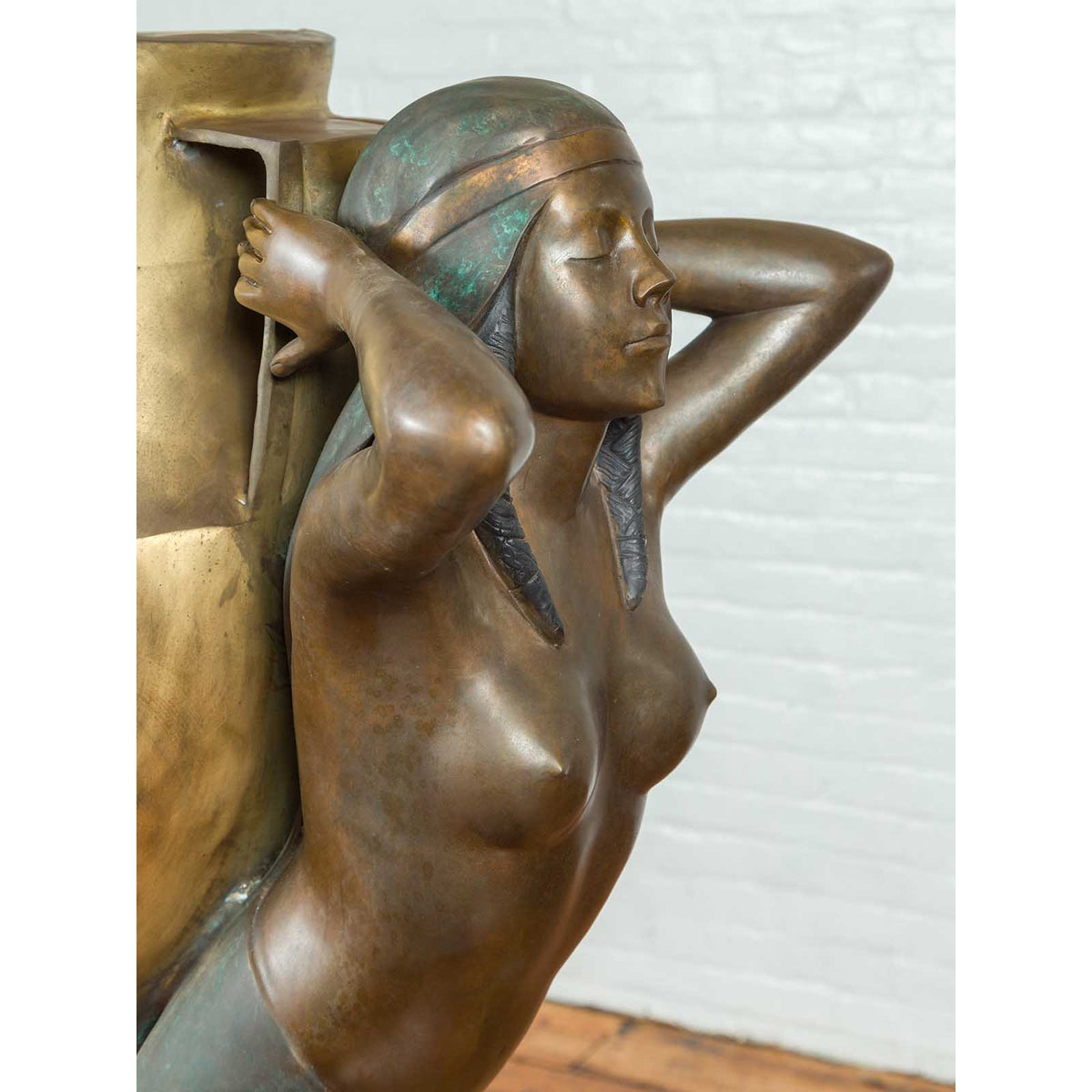 Vintage Bronze Egyptian Style Planter Depicting Two Maiden Carrying a Large Urn-11. Asian & Chinese Furniture, Art, Antiques, Vintage Home Décor for sale at FEA Home