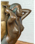 Vintage Bronze Egyptian Style Planter Depicting Two Maiden Carrying a Large Urn-11. Asian & Chinese Furniture, Art, Antiques, Vintage Home Décor for sale at FEA Home