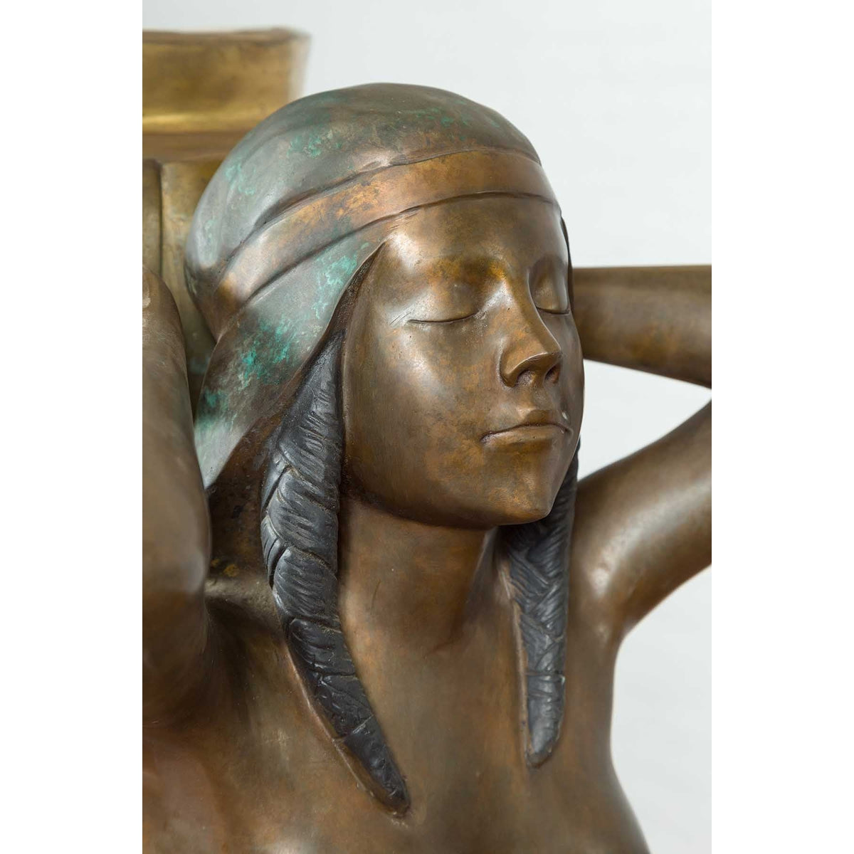 Vintage Bronze Egyptian Style Planter Depicting Two Maiden Carrying a Large Urn-12. Asian & Chinese Furniture, Art, Antiques, Vintage Home Décor for sale at FEA Home