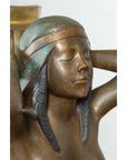 Vintage Bronze Egyptian Style Planter Depicting Two Maiden Carrying a Large Urn-12. Asian & Chinese Furniture, Art, Antiques, Vintage Home Décor for sale at FEA Home