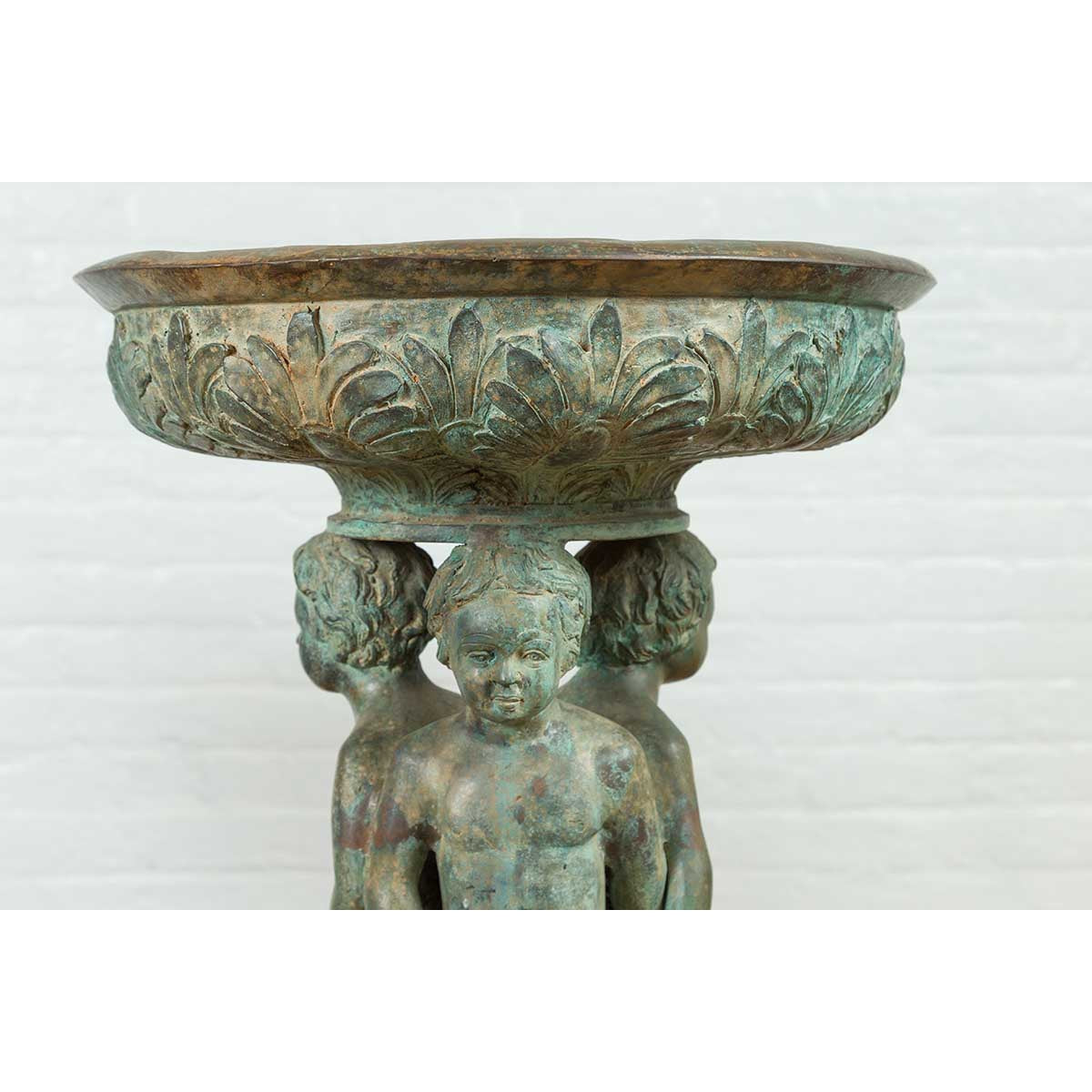 Bronze Classical Style Pedestal Urn with Putti Carrying a Basin on Their Heads-9. Asian & Chinese Furniture, Art, Antiques, Vintage Home Décor for sale at FEA Home