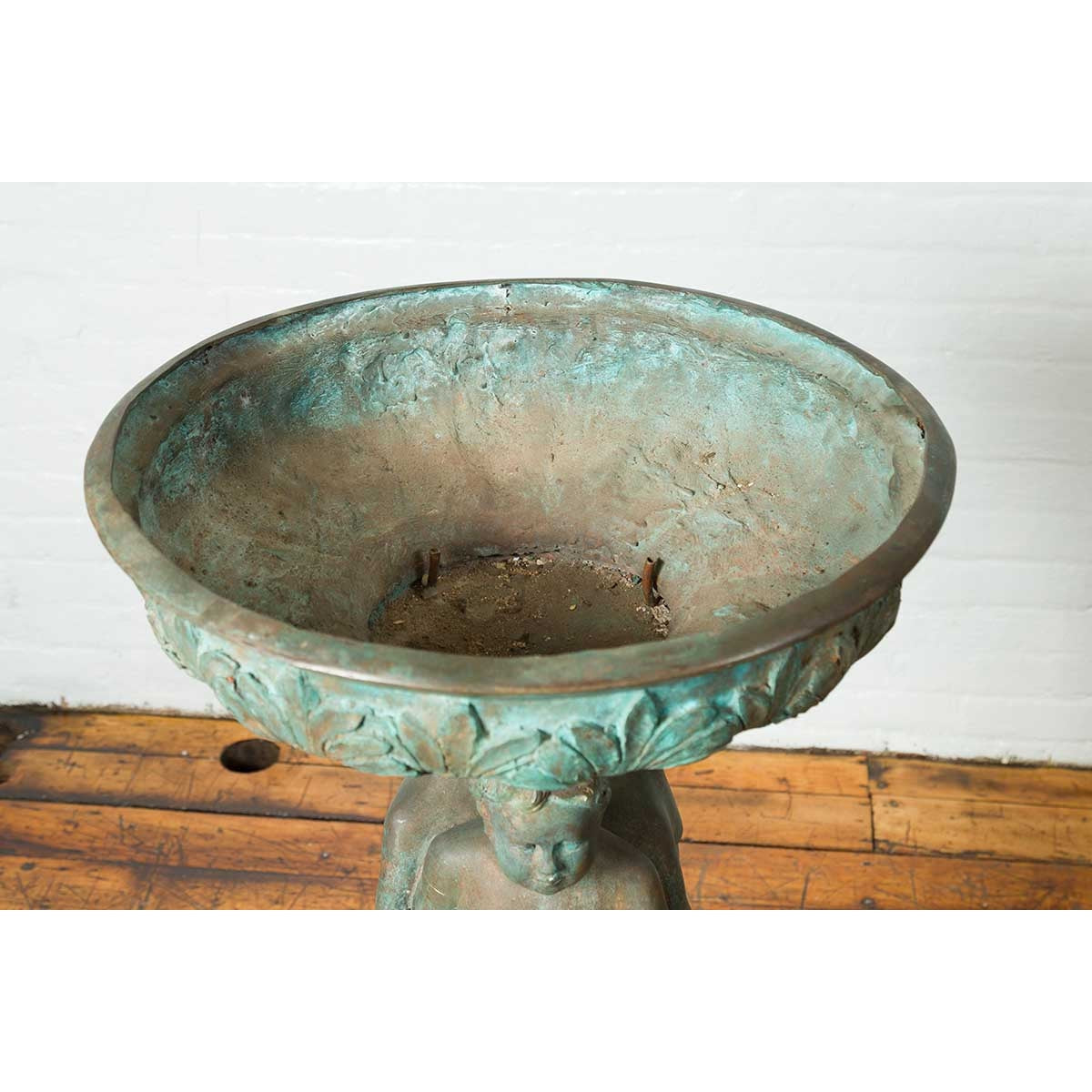 Bronze Classical Style Pedestal Urn with Putti Carrying a Basin on Their Heads-13. Asian & Chinese Furniture, Art, Antiques, Vintage Home Décor for sale at FEA Home
