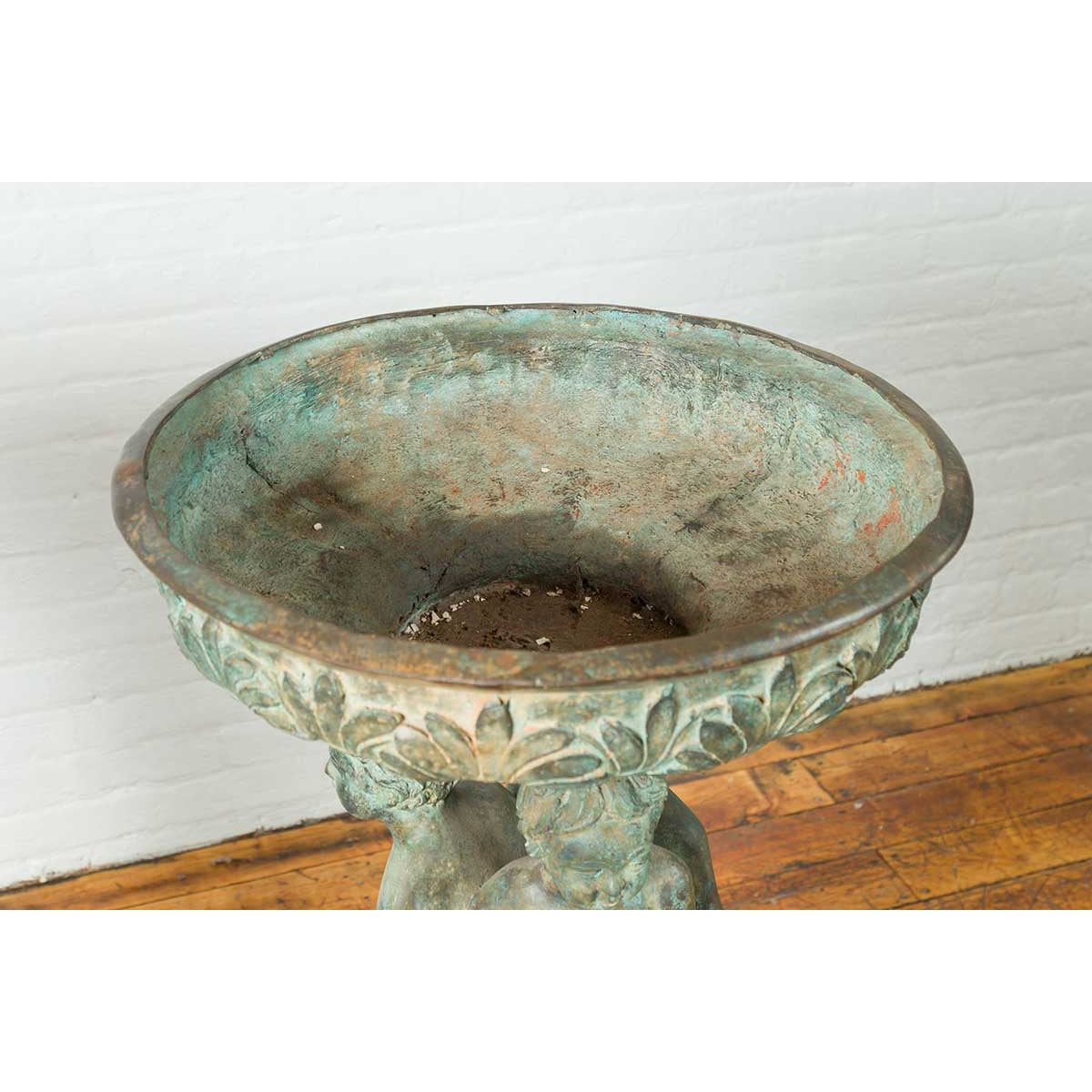 Bronze Classical Style Pedestal Urn with Putti Carrying a Basin on Their Heads-14. Asian & Chinese Furniture, Art, Antiques, Vintage Home Décor for sale at FEA Home