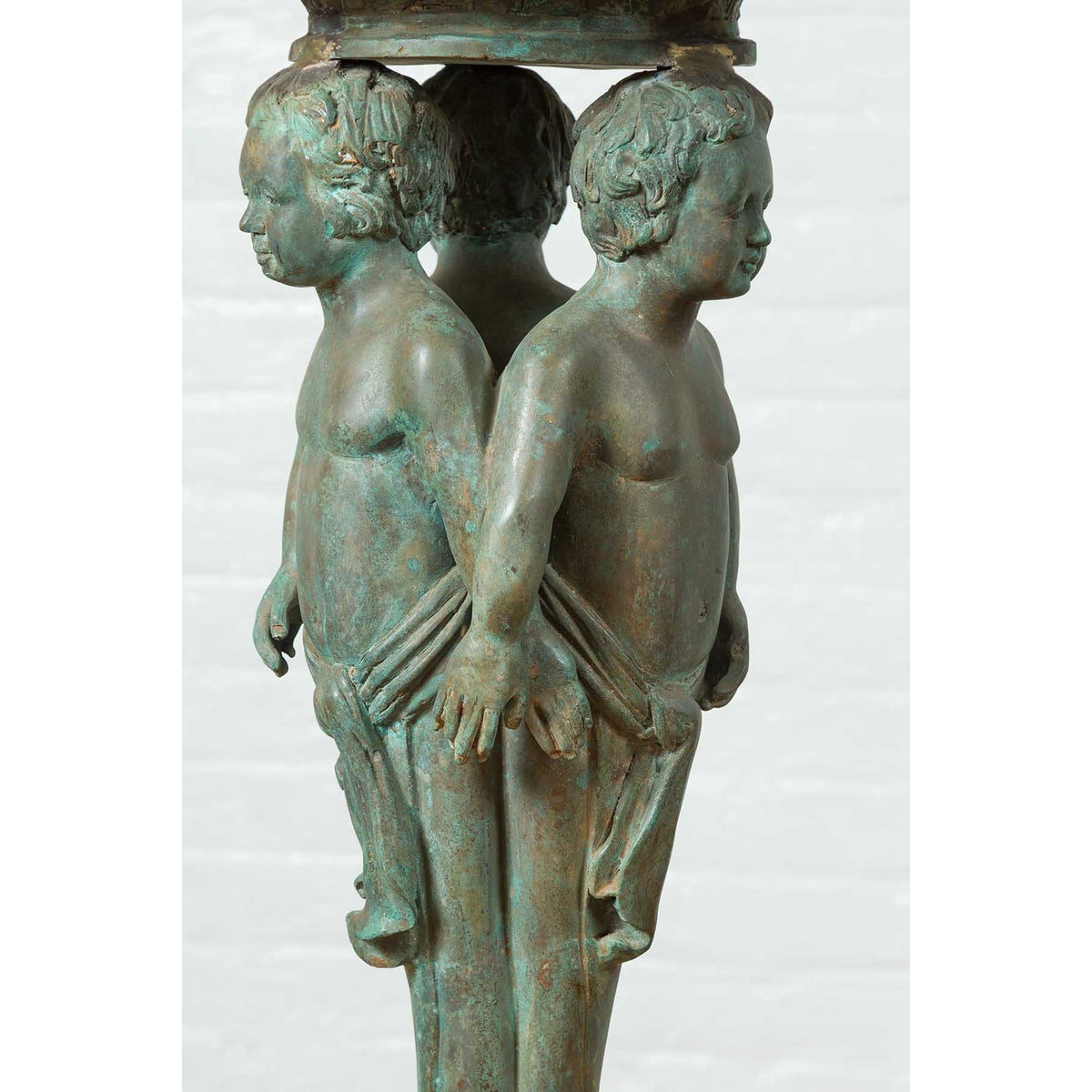 Bronze Classical Style Pedestal Urn with Putti Carrying a Basin on Their Heads-18. Asian & Chinese Furniture, Art, Antiques, Vintage Home Décor for sale at FEA Home