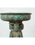 Bronze Classical Style Pedestal Urn with Putti Carrying a Basin on Their Heads-6. Asian & Chinese Furniture, Art, Antiques, Vintage Home Décor for sale at FEA Home