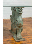 Vintage Bronze Double Mythical Figures Table Base with Verde Patina-7. Asian & Chinese Furniture, Art, Antiques, Vintage Home Décor for sale at FEA Home