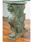 Vintage Bronze Double Mythical Figures Table Base with Verde Patina-8. Asian & Chinese Furniture, Art, Antiques, Vintage Home Décor for sale at FEA Home