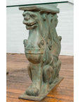 Vintage Bronze Double Mythical Figures Table Base with Verde Patina-5. Asian & Chinese Furniture, Art, Antiques, Vintage Home Décor for sale at FEA Home