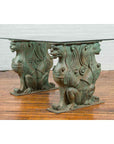 Vintage Bronze Double Mythical Figures Table Base with Verde Patina-2. Asian & Chinese Furniture, Art, Antiques, Vintage Home Décor for sale at FEA Home