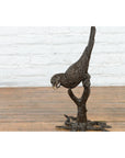 Bronze Statue of a Parrot Perched on a Branch and Leaning Down, with Dark Patina-10. Asian & Chinese Furniture, Art, Antiques, Vintage Home Décor for sale at FEA Home