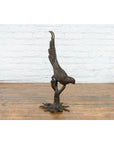 Bronze Statue of a Parrot Perched on a Branch and Leaning Down, with Dark Patina-3. Asian & Chinese Furniture, Art, Antiques, Vintage Home Décor for sale at FEA Home