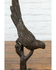 Bronze Statue of a Parrot Perched on a Branch and Leaning Down, with Dark Patina-5. Asian & Chinese Furniture, Art, Antiques, Vintage Home Décor for sale at FEA Home