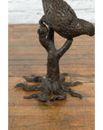 Bronze Statue of a Parrot Perched on a Branch and Leaning Down, with Dark Patina-6. Asian & Chinese Furniture, Art, Antiques, Vintage Home Décor for sale at FEA Home