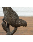 Bronze Statue of a Parrot Perched on a Branch and Leaning Down, with Dark Patina-8. Asian & Chinese Furniture, Art, Antiques, Vintage Home Décor for sale at FEA Home