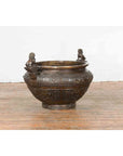 Vintage Low Wax Bronze Planter with Food Dug Guardian Lions-11. Asian & Chinese Furniture, Art, Antiques, Vintage Home Décor for sale at FEA Home