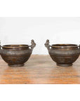 Vintage Low Wax Bronze Planter with Food Dug Guardian Lions-13. Asian & Chinese Furniture, Art, Antiques, Vintage Home Décor for sale at FEA Home