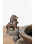 Vintage Low Wax Bronze Planter with Food Dug Guardian Lions-5. Asian & Chinese Furniture, Art, Antiques, Vintage Home Décor for sale at FEA Home