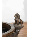 Vintage Low Wax Bronze Planter with Food Dug Guardian Lions-6. Asian & Chinese Furniture, Art, Antiques, Vintage Home Décor for sale at FEA Home