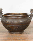 Vintage Low Wax Bronze Planter with Food Dug Guardian Lions-3. Asian & Chinese Furniture, Art, Antiques, Vintage Home Décor for sale at FEA Home