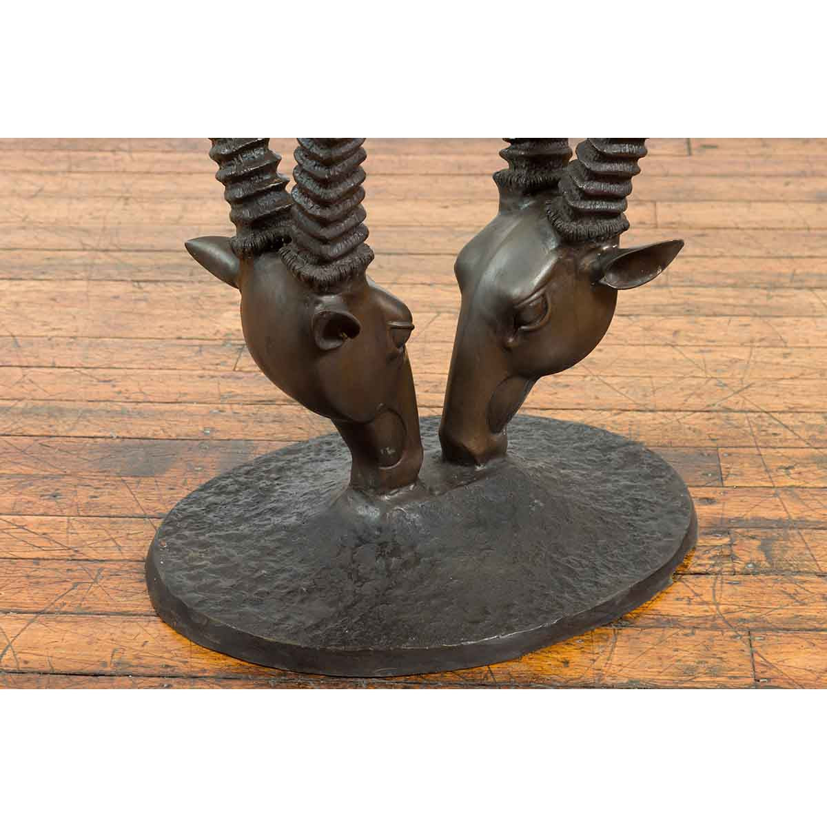 Contemporary Cast Bronze Double Antelope Dining Table Base with Dark Patina-11. Asian & Chinese Furniture, Art, Antiques, Vintage Home Décor for sale at FEA Home