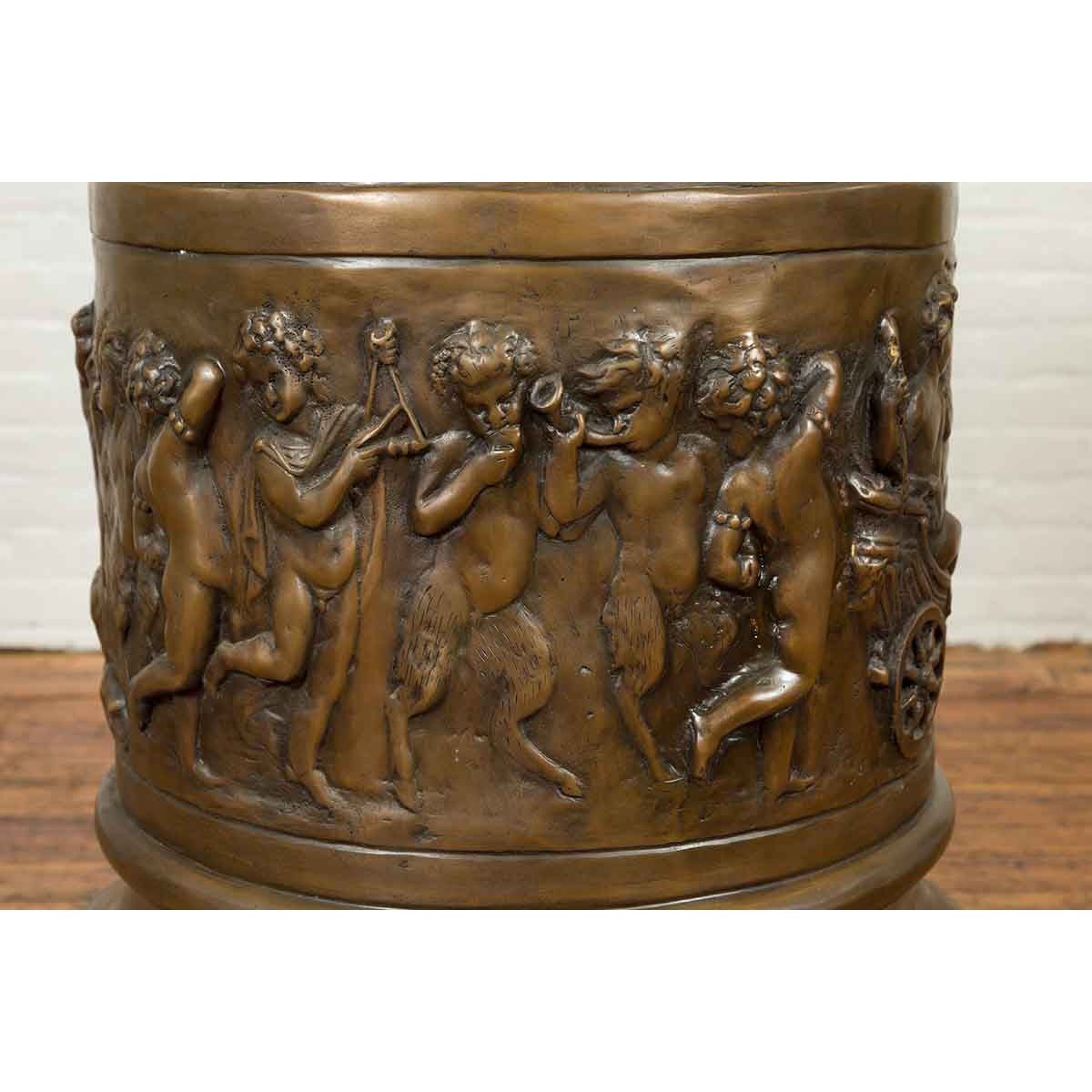 Large Greco-Roman Style Contemporary Bronze Pedestal with Bacchanalia Frieze-14. Asian & Chinese Furniture, Art, Antiques, Vintage Home Décor for sale at FEA Home