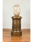 Large Greco-Roman Style Contemporary Bronze Pedestal with Bacchanalia Frieze-3. Asian & Chinese Furniture, Art, Antiques, Vintage Home Décor for sale at FEA Home