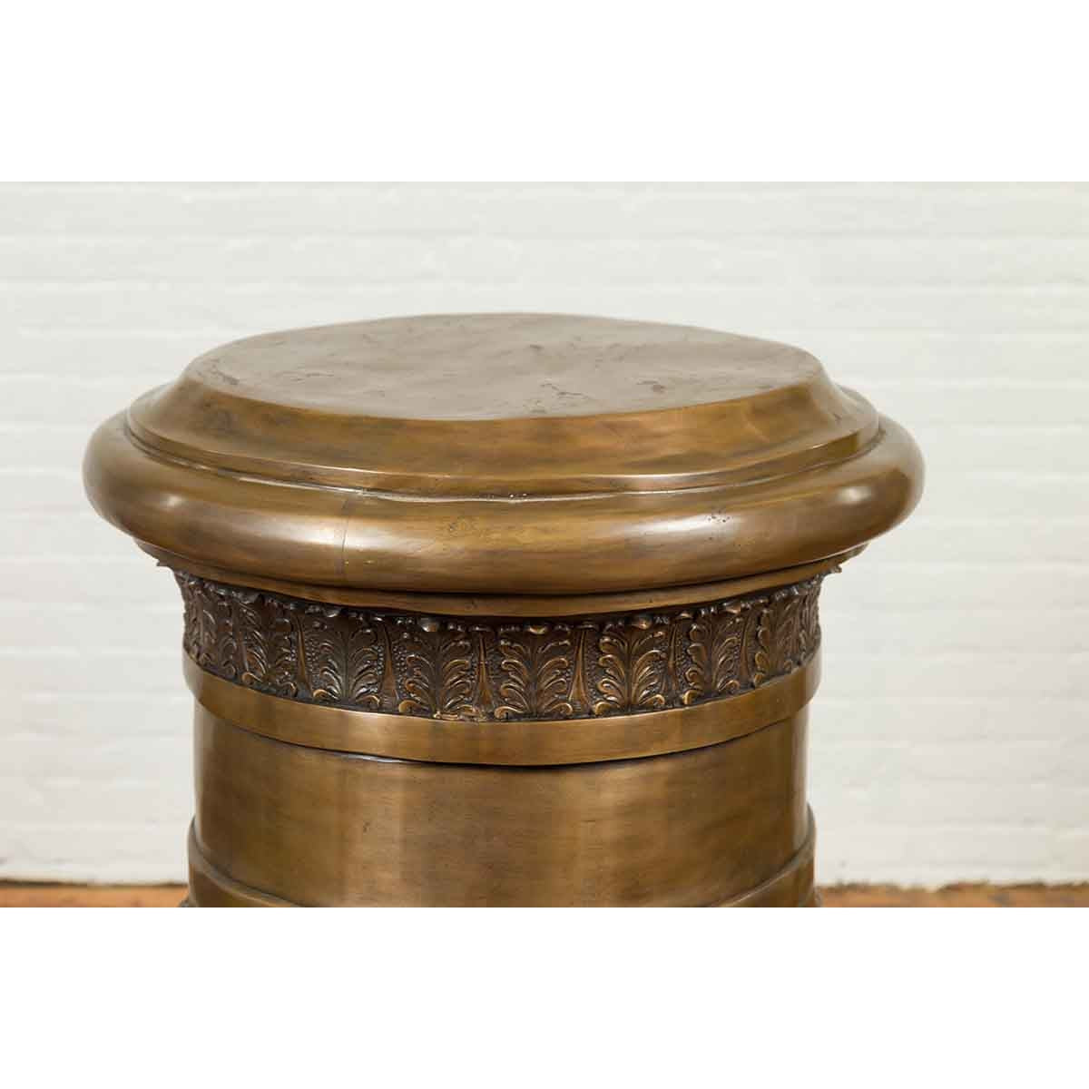 Large Greco-Roman Style Contemporary Bronze Pedestal with Bacchanalia Frieze-9. Asian & Chinese Furniture, Art, Antiques, Vintage Home Décor for sale at FEA Home