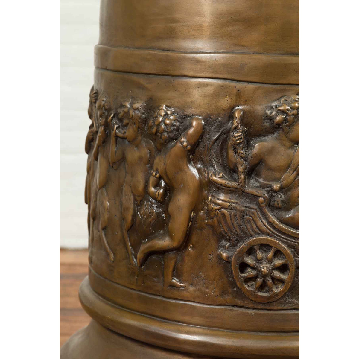 Large Greco-Roman Style Contemporary Bronze Pedestal with Bacchanalia Frieze-13. Asian & Chinese Furniture, Art, Antiques, Vintage Home Décor for sale at FEA Home