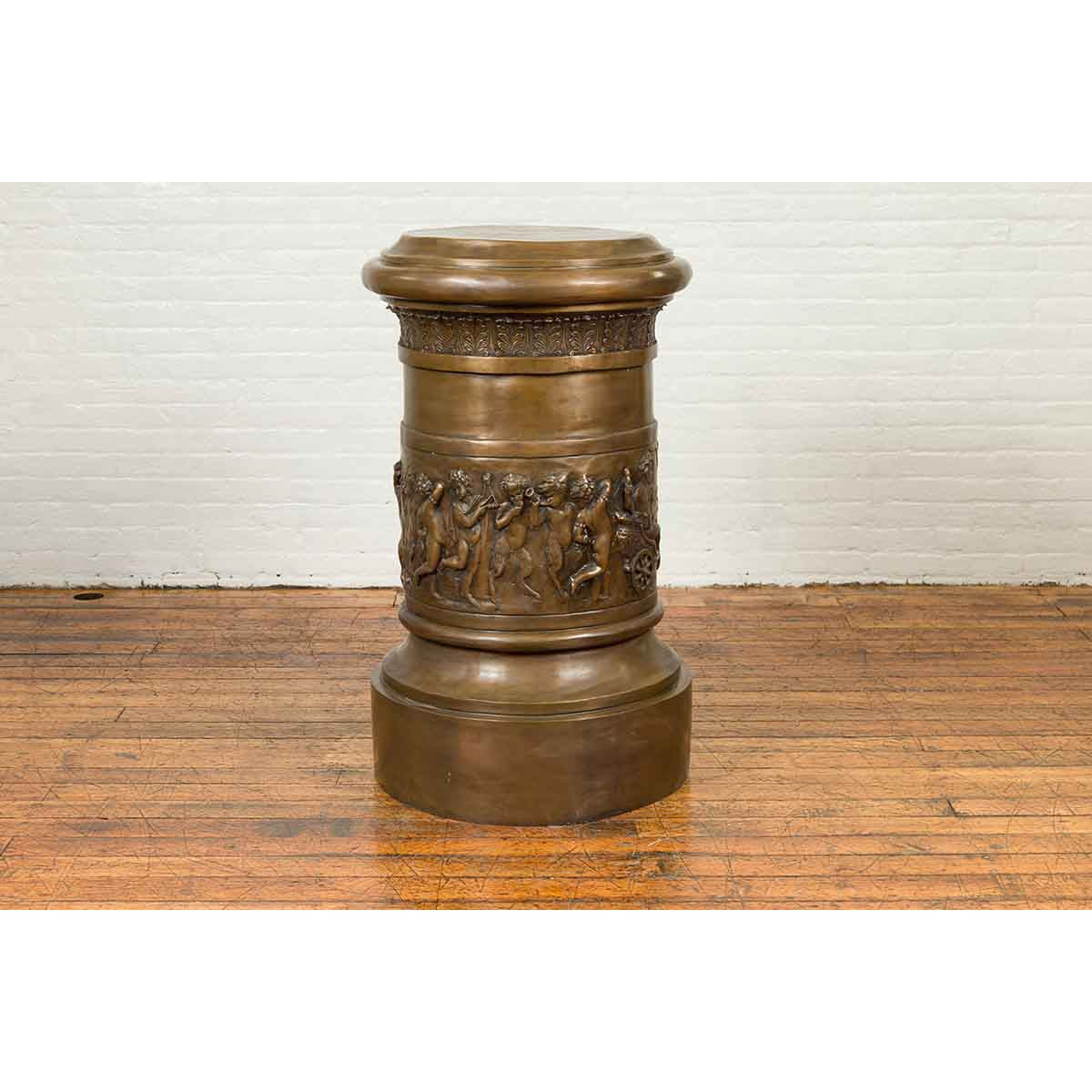 Large Greco-Roman Style Contemporary Bronze Pedestal with Bacchanalia Frieze-7. Asian & Chinese Furniture, Art, Antiques, Vintage Home Décor for sale at FEA Home