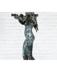 Bronze Sea Nymph Fountain with Large Shell and Turtle in Verdigris Patina-17. Asian & Chinese Furniture, Art, Antiques, Vintage Home Décor for sale at FEA Home