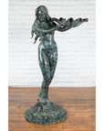 Bronze Sea Nymph Fountain with Large Shell and Turtle in Verdigris Patina-2. Asian & Chinese Furniture, Art, Antiques, Vintage Home Décor for sale at FEA Home