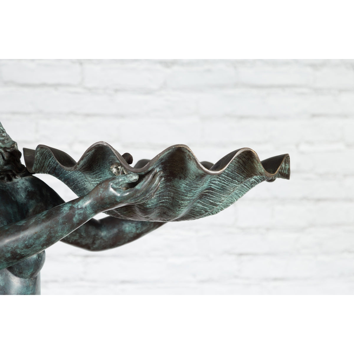 Bronze Sea Nymph Fountain with Large Shell and Turtle in Verdigris Patina-5. Asian & Chinese Furniture, Art, Antiques, Vintage Home Décor for sale at FEA Home