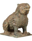 Vintage Bronze Mythical Boar Sculpture on Rectangular Base-1. Asian & Chinese Furniture, Art, Antiques, Vintage Home Décor for sale at FEA Home