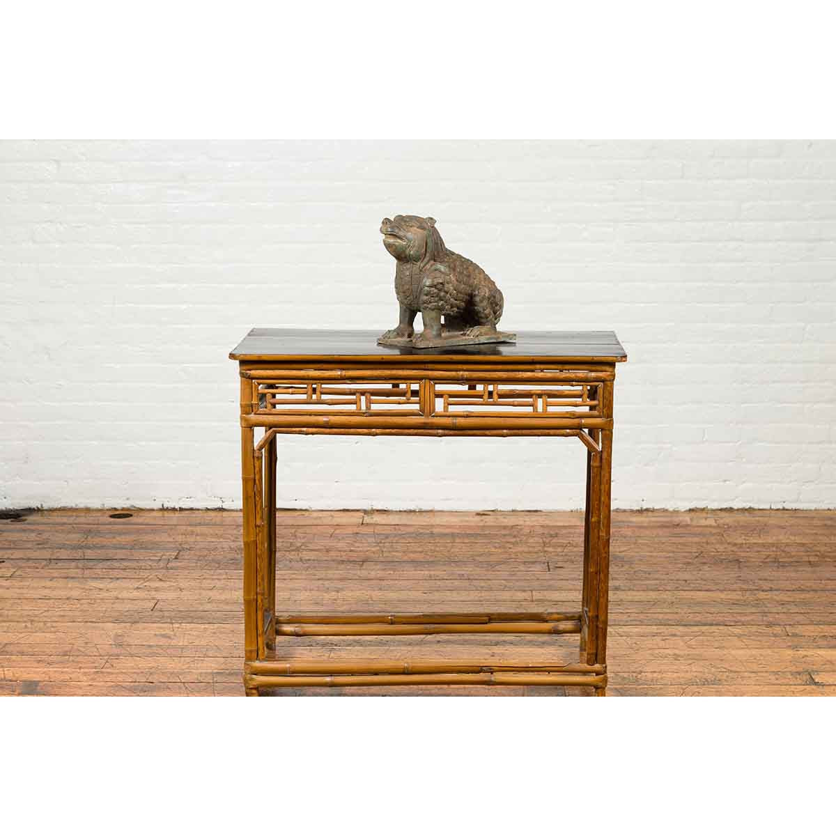 Vintage Bronze Mythical Boar Sculpture on Rectangular Base-9. Asian & Chinese Furniture, Art, Antiques, Vintage Home Décor for sale at FEA Home