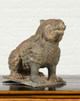 Vintage Bronze Mythical Boar Sculpture on Rectangular Base-2. Asian & Chinese Furniture, Art, Antiques, Vintage Home Décor for sale at FEA Home