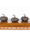 Contemporary Small Lost Wax Bronze Pumpkin Sculpture with Dark Patina, Sold Each-11. Asian & Chinese Furniture, Art, Antiques, Vintage Home Décor for sale at FEA Home