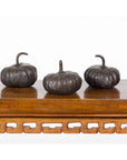 Contemporary Small Lost Wax Bronze Pumpkin Sculpture with Dark Patina, Sold Each-2. Asian & Chinese Furniture, Art, Antiques, Vintage Home Décor for sale at FEA Home