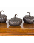 Contemporary Small Lost Wax Bronze Pumpkin Sculpture with Dark Patina, Sold Each-9. Asian & Chinese Furniture, Art, Antiques, Vintage Home Décor for sale at FEA Home