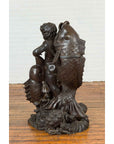 Greco-Roman Style Vintage Bronze Fountain Depicting a Putto Riding a Dolphin-7. Asian & Chinese Furniture, Art, Antiques, Vintage Home Décor for sale at FEA Home