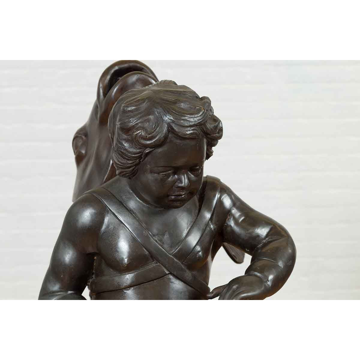 Greco-Roman Style Vintage Bronze Fountain Depicting a Putto Riding a Dolphin-8. Asian & Chinese Furniture, Art, Antiques, Vintage Home Décor for sale at FEA Home