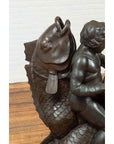 Greco-Roman Style Vintage Bronze Fountain Depicting a Putto Riding a Dolphin-10. Asian & Chinese Furniture, Art, Antiques, Vintage Home Décor for sale at FEA Home