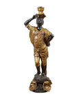 Vintage Bronze Candle Holder Statue on Shell Base-1. Asian & Chinese Furniture, Art, Antiques, Vintage Home Décor for sale at FEA Home