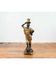 Vintage Bronze Candle Holder Statue on Shell Base-8. Asian & Chinese Furniture, Art, Antiques, Vintage Home Décor for sale at FEA Home