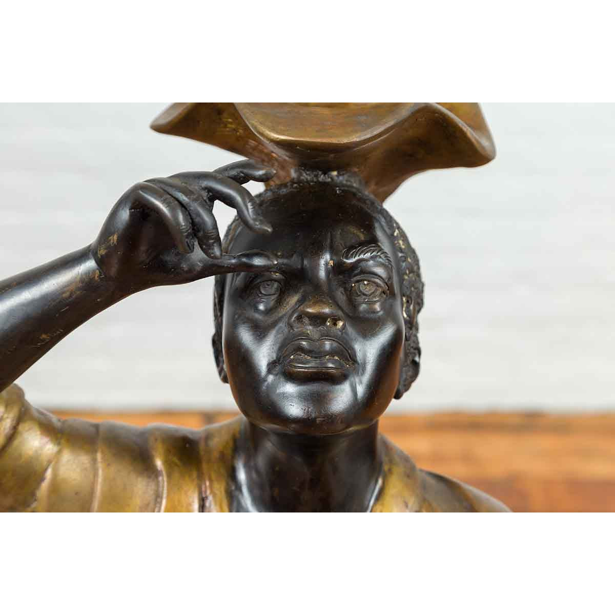 Vintage Bronze Candle Holder Statue on Shell Base-11. Asian & Chinese Furniture, Art, Antiques, Vintage Home Décor for sale at FEA Home