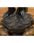Vintage Bronze Candle Holder Statue on Shell Base-14. Asian & Chinese Furniture, Art, Antiques, Vintage Home Décor for sale at FEA Home