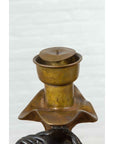 Vintage Bronze Candle Holder Statue on Shell Base-16. Asian & Chinese Furniture, Art, Antiques, Vintage Home Décor for sale at FEA Home