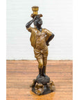 Vintage Bronze Candle Holder Statue on Shell Base-3. Asian & Chinese Furniture, Art, Antiques, Vintage Home Décor for sale at FEA Home