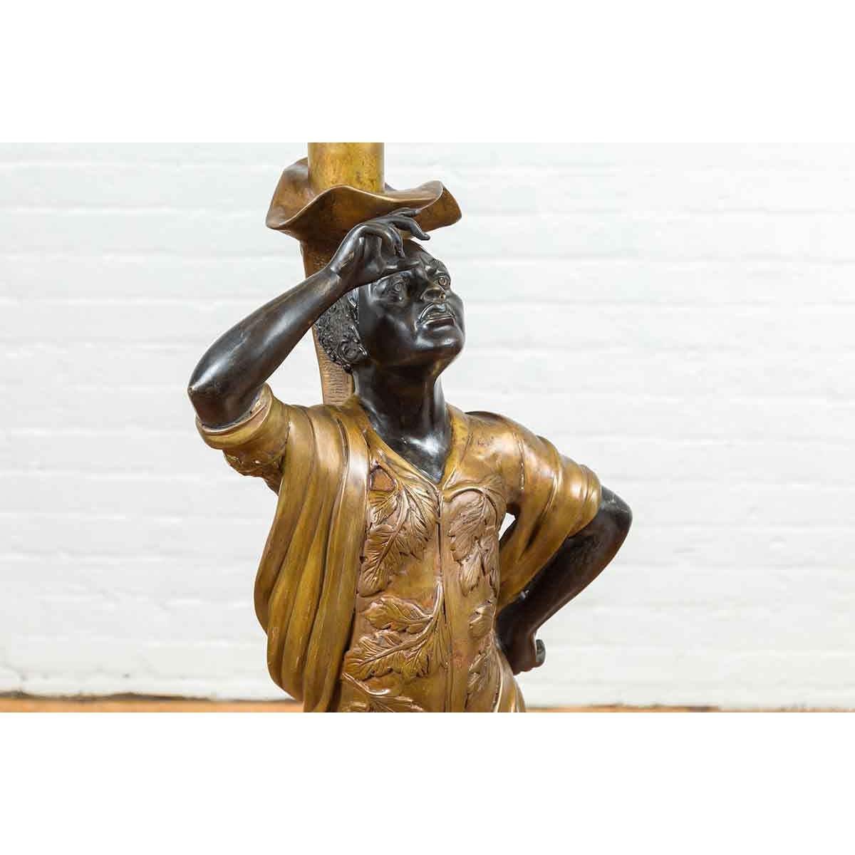Vintage Bronze Candle Holder Statue on Shell Base-17. Asian & Chinese Furniture, Art, Antiques, Vintage Home Décor for sale at FEA Home